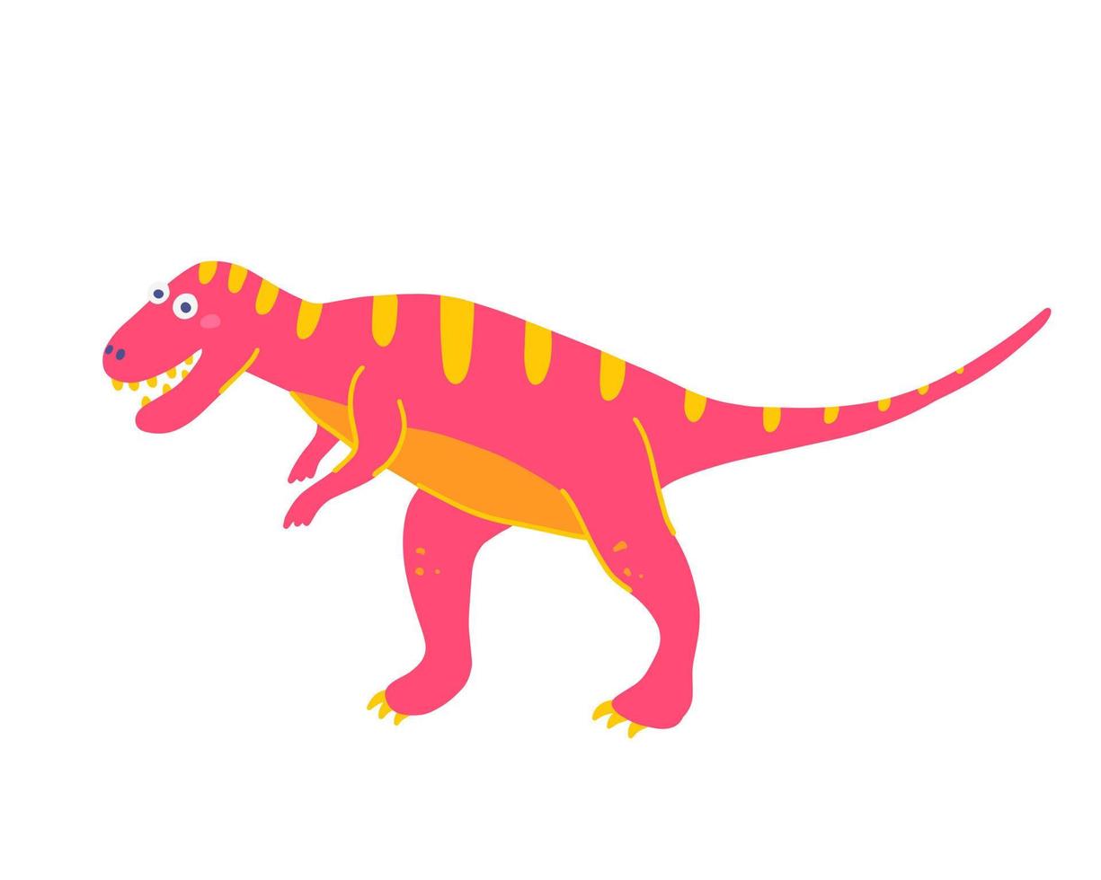 lindo dinosaurio depredador tiranosaurio, ilustración plana vectorial en estilo dibujado a mano sobre fondo blanco vector