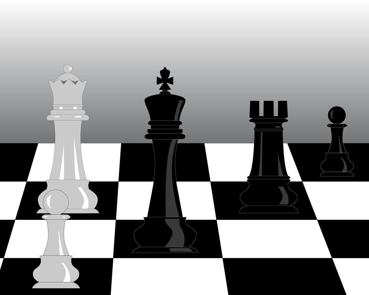black and white pieces of chess vector