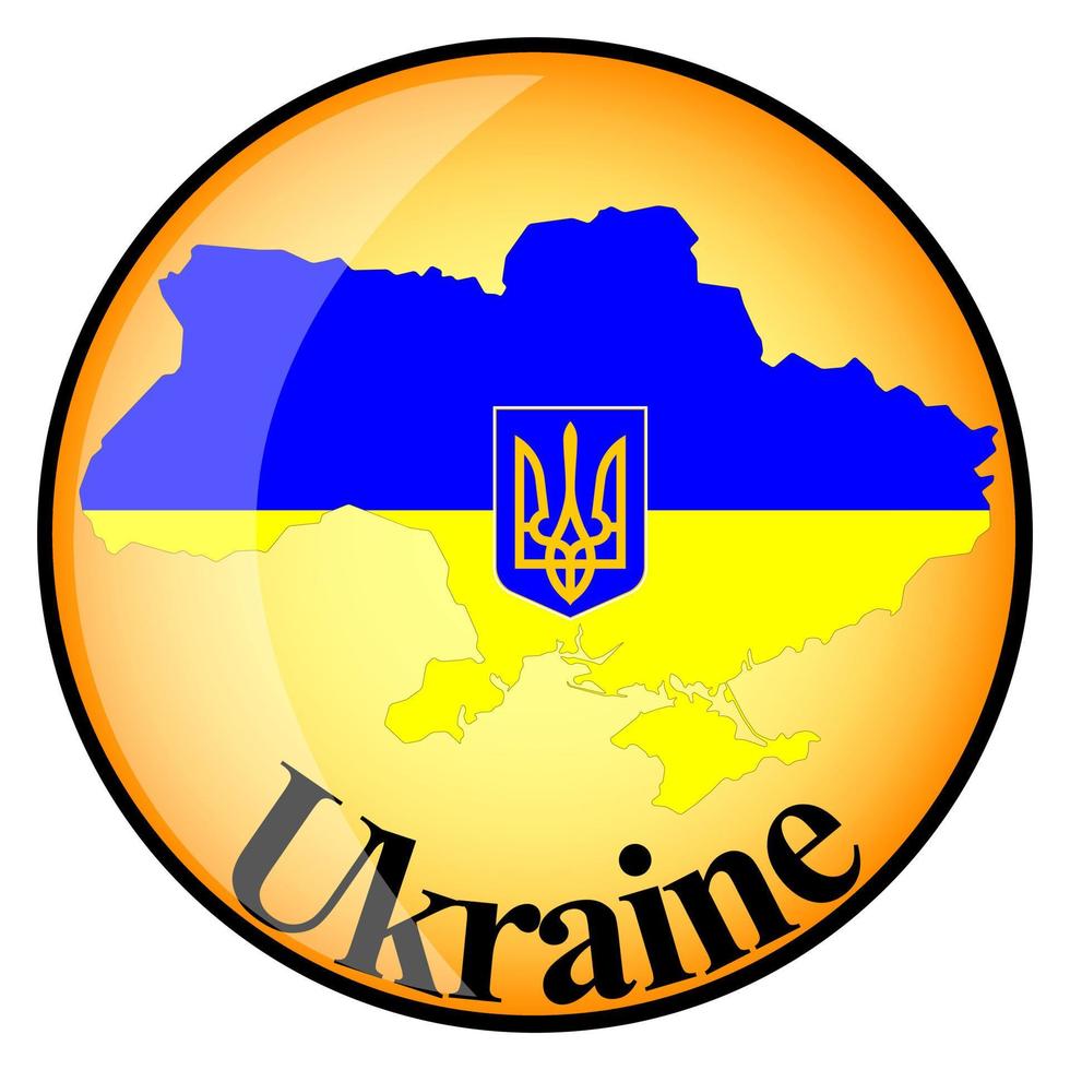 orange button with the image maps of Ukraine vector