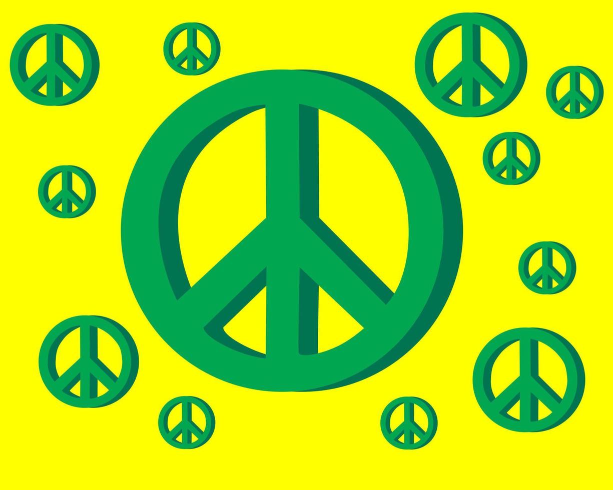 signo de la paz sobre fondo verde amarillo vector