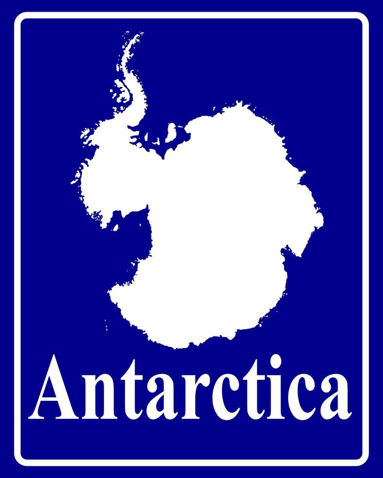 sign as a white silhouette map of Antarctica vector