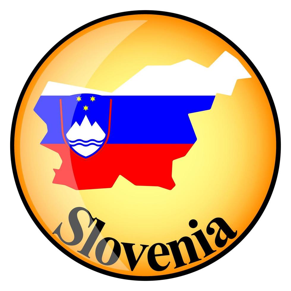 orange button with the image maps of Slovenia vector