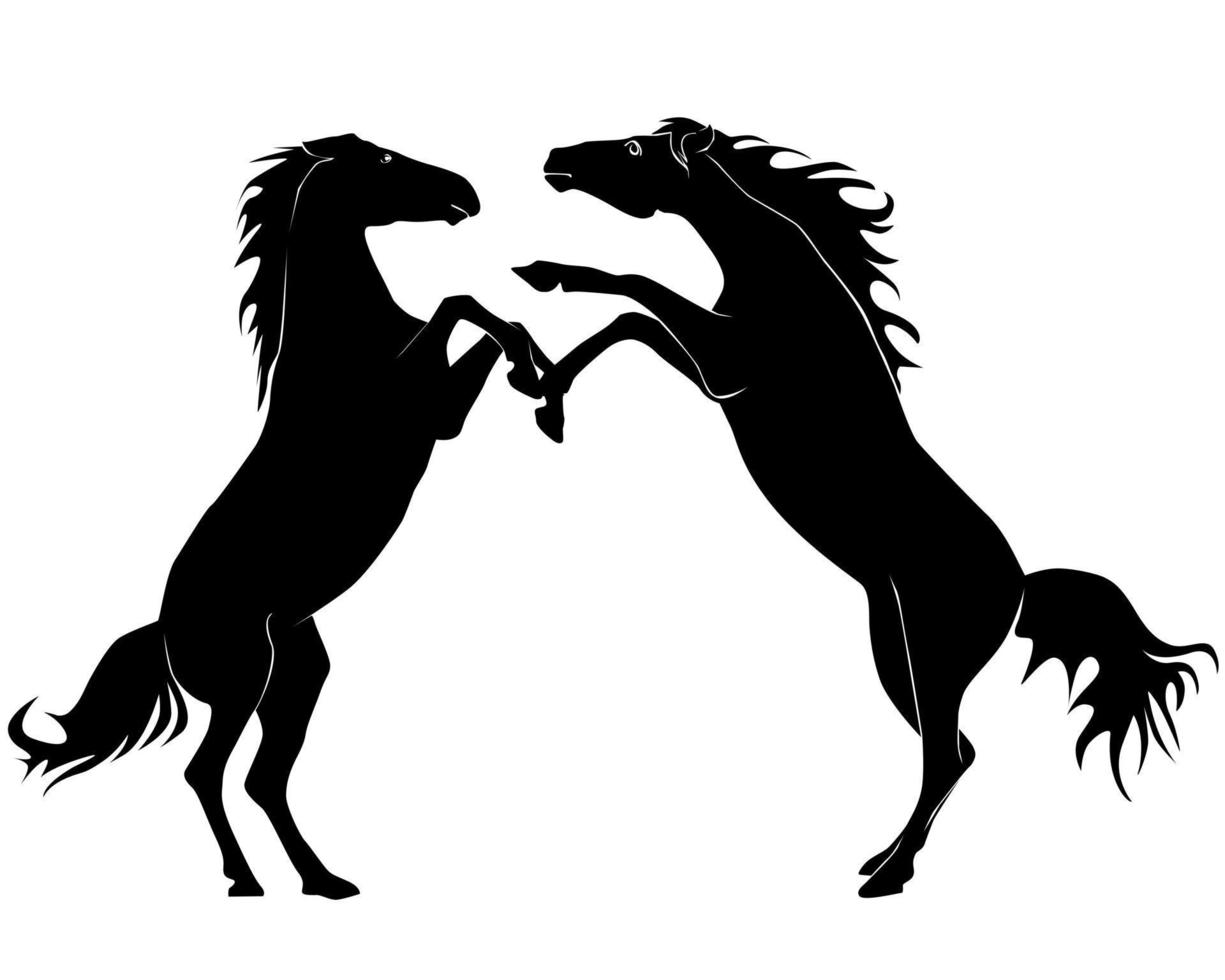 Black silhouettes of two horses vector