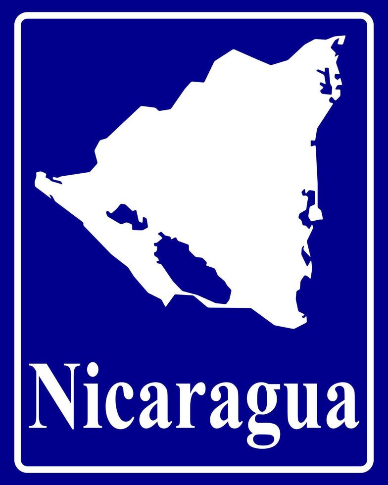 sign as a white silhouette map of Nicaragua vector