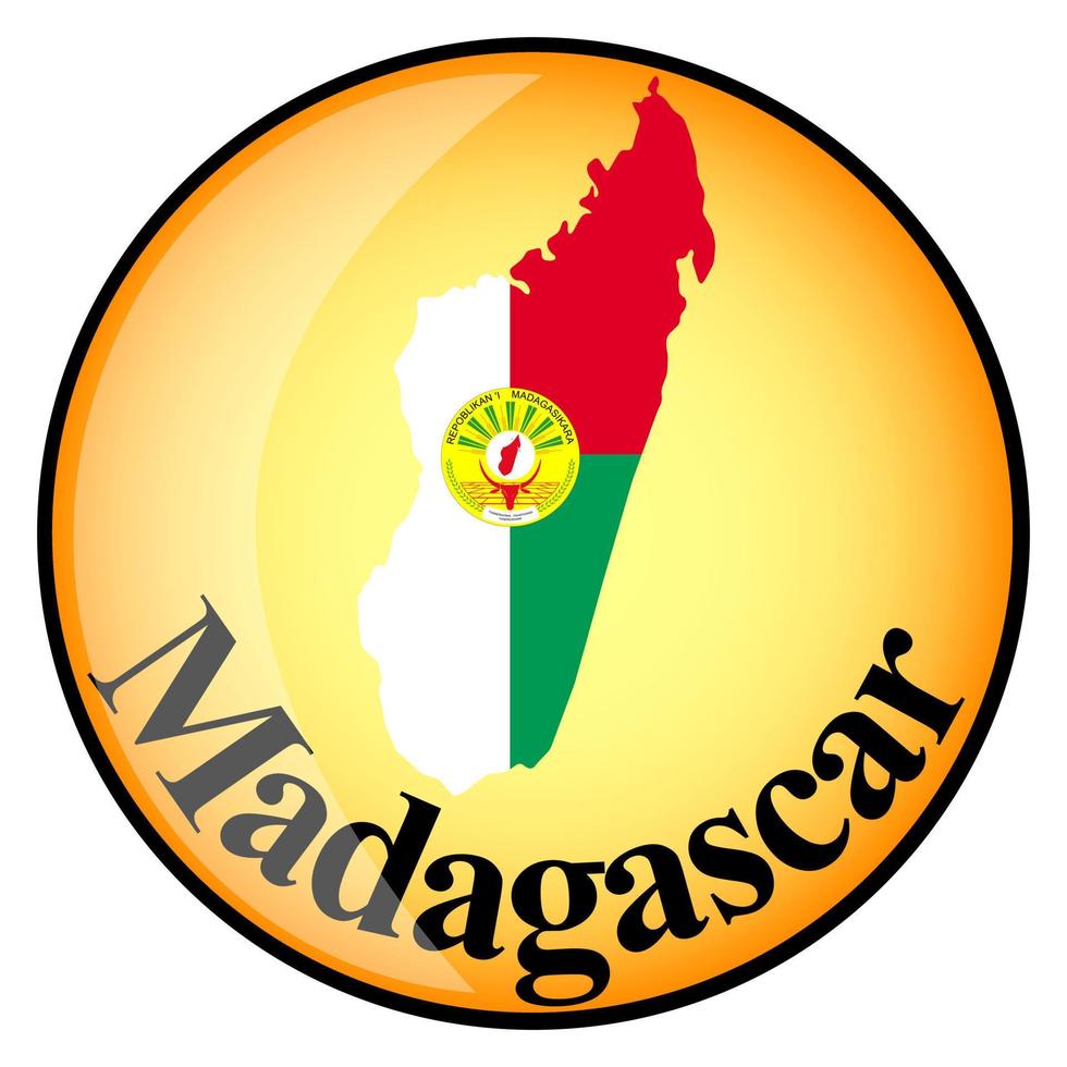 orange button with the image maps of Madagascar vector