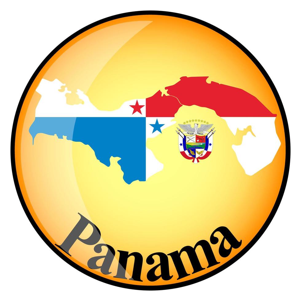 orange button with the image maps of Panama vector