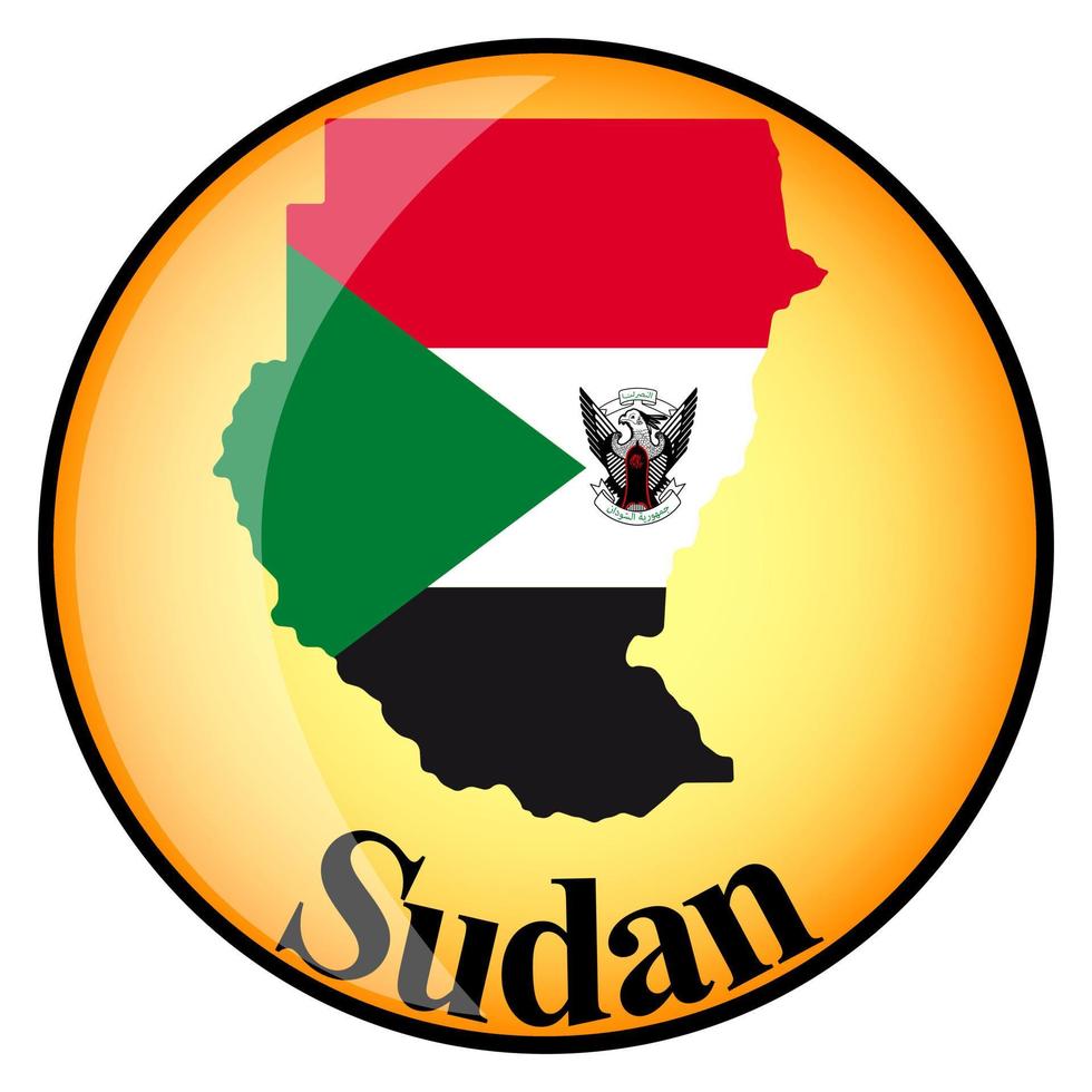botón naranja con la imagen mapas de sudán vector