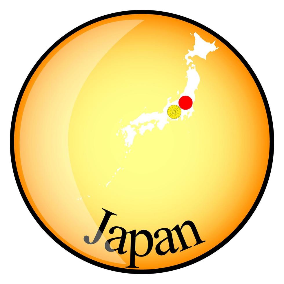 orange button with the image maps of Japan vector