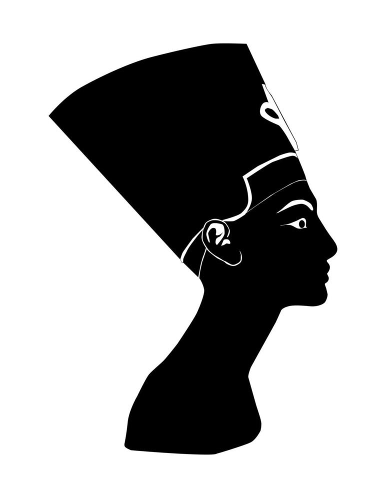 silueta negra nefertiti sobre un fondo blanco vector