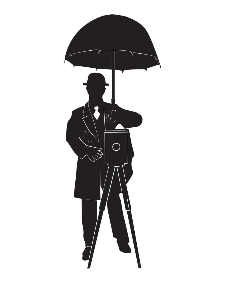 Silhouette of the photographer with an umbrella vector