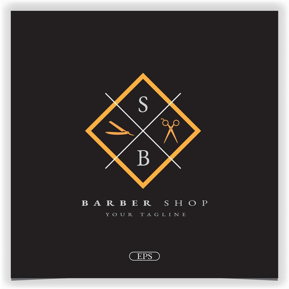 barber shop haircut and shave logo premium elegant template vector eps 10