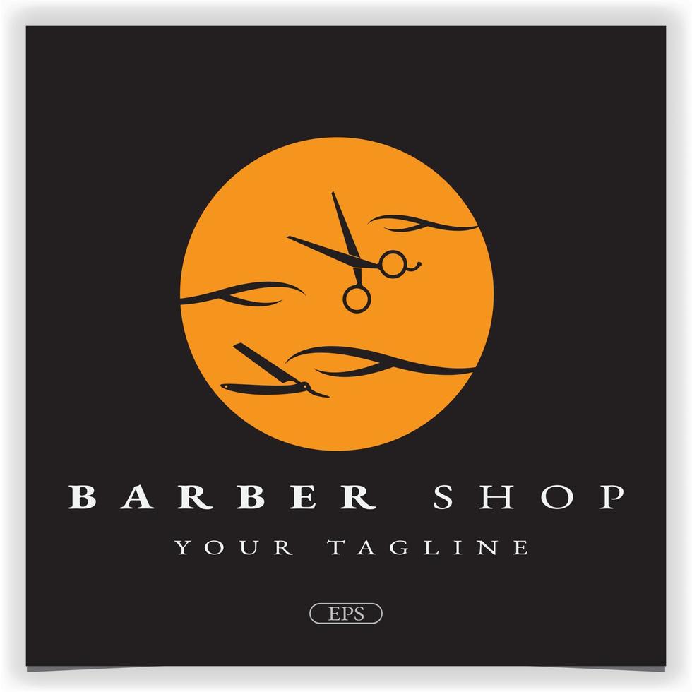 barbería corte de pelo y afeitado logo premium elegante plantilla vector eps 10