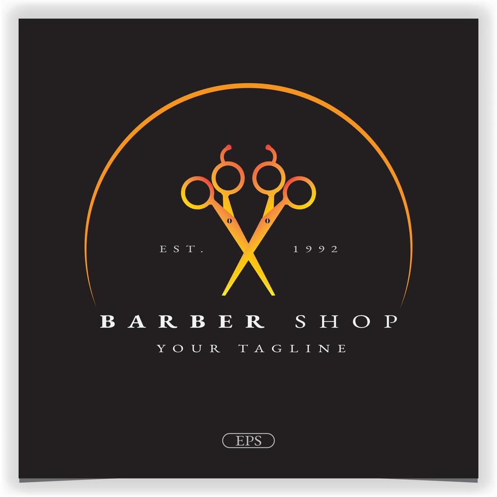 barber shop haircut and shave logo premium elegant template vector eps 10