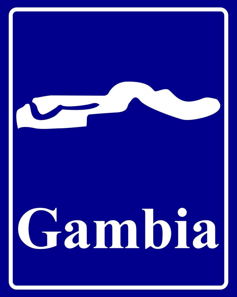 sign as a white silhouette map of Gambia vector