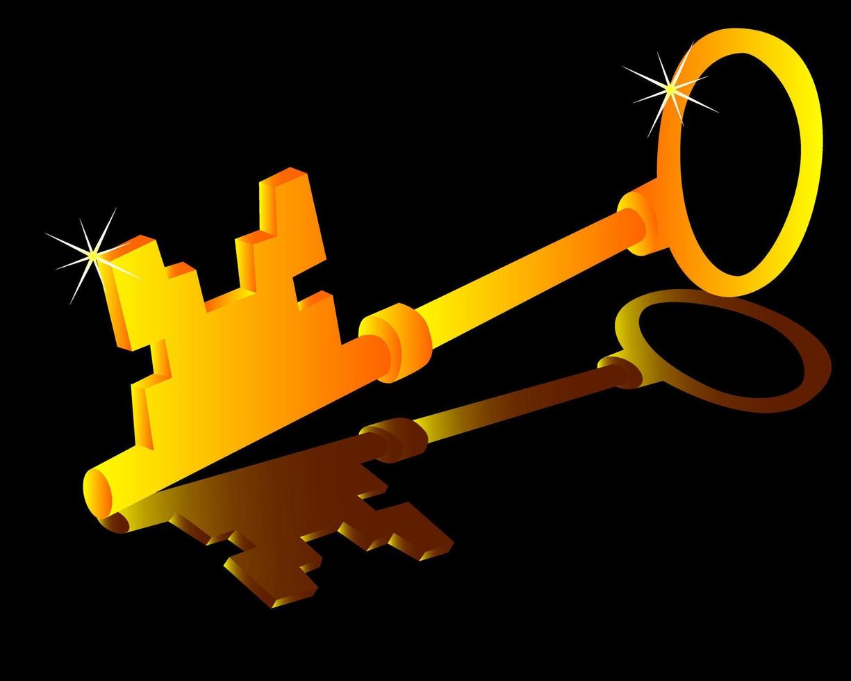 Gold ancient key vector