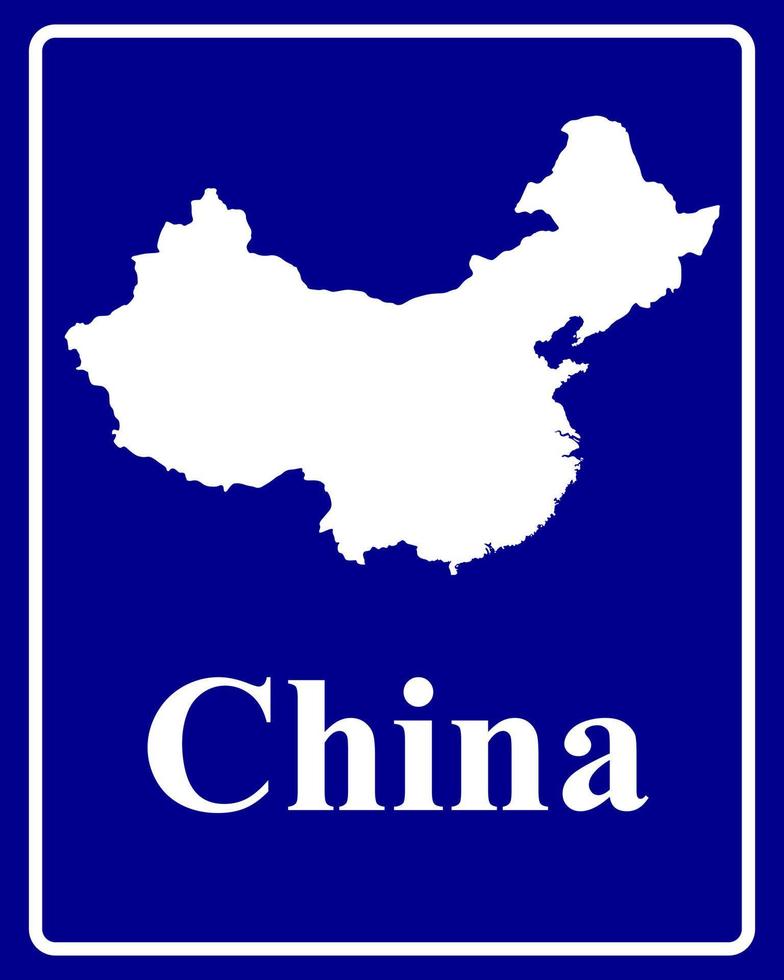 firmar como un mapa de silueta blanca de china vector