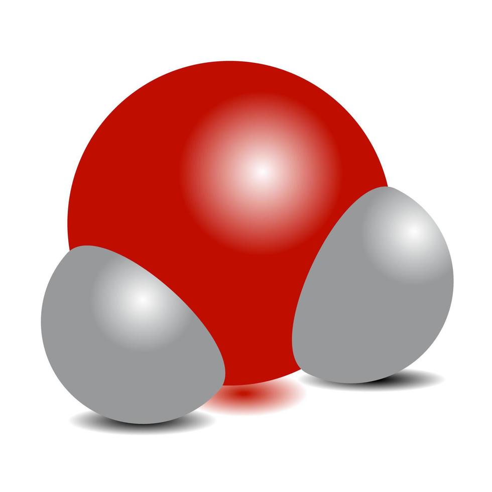 The water molecule created from three colour atom vector