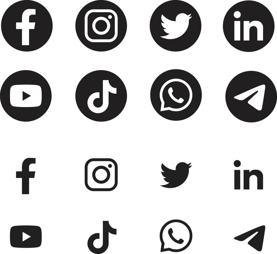 social media icons on white vector