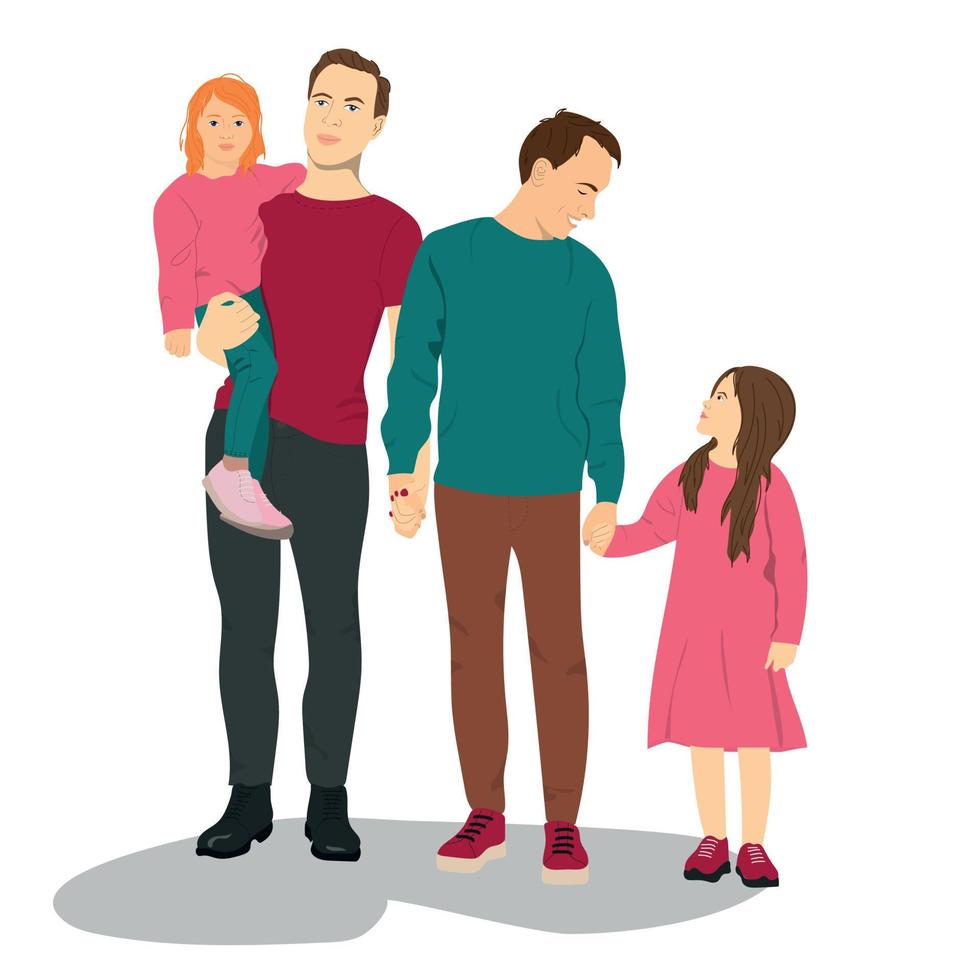Dads walking with daughters vector