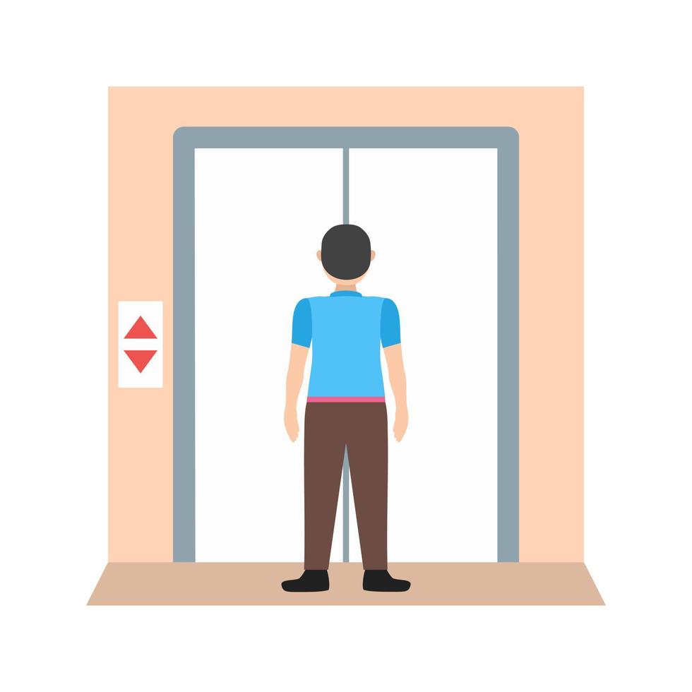Using Elevator Flat Multicolor Icon vector