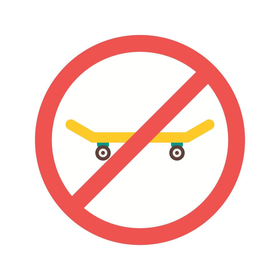 No Skating Flat Multicolor Icon vector