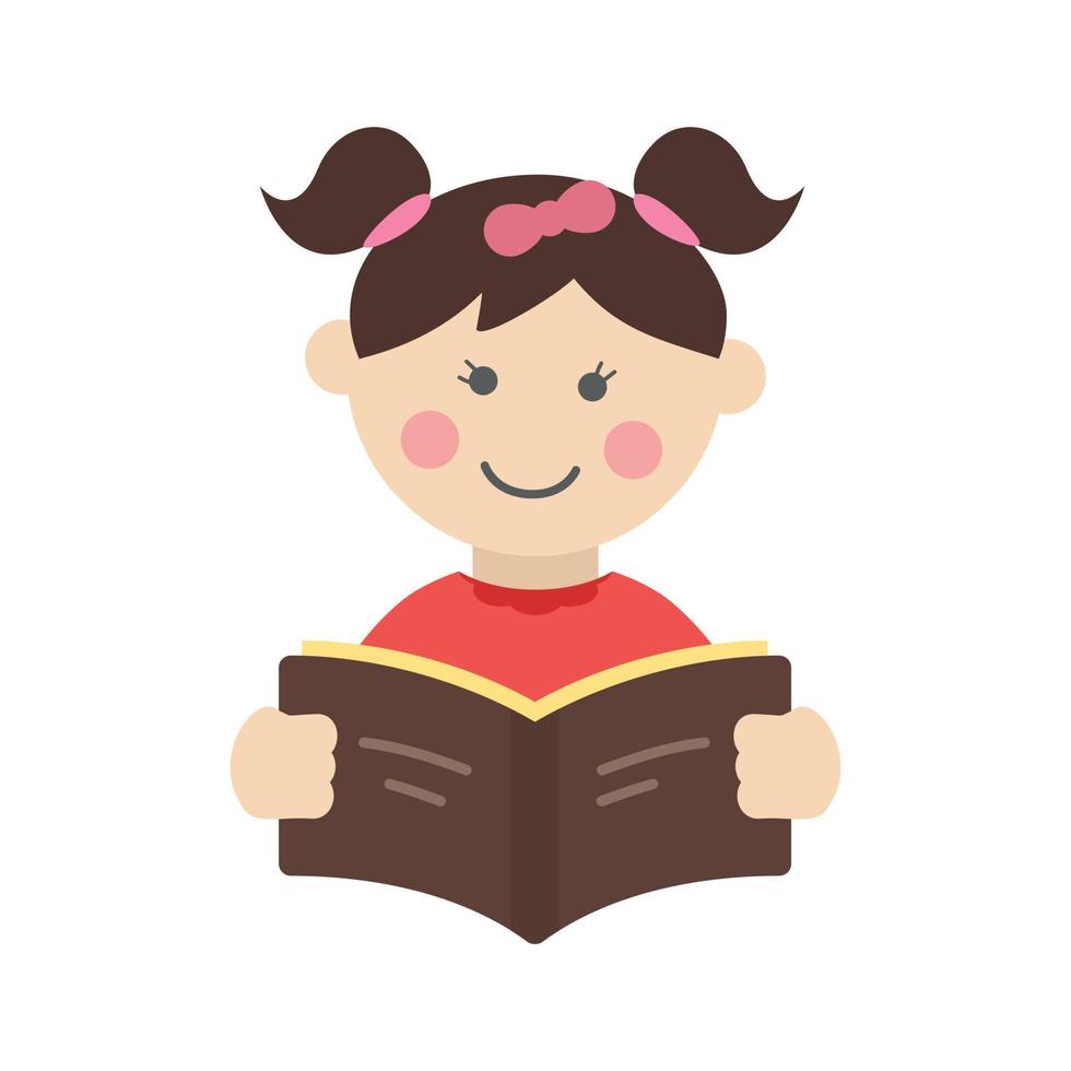 Girl Reading Flat Multicolor Icon vector