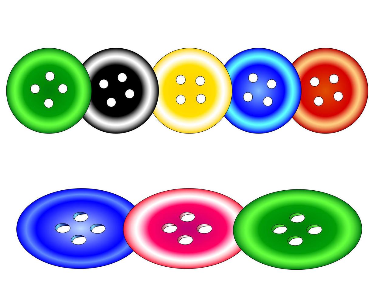 colorful sewing buttons on a white background vector