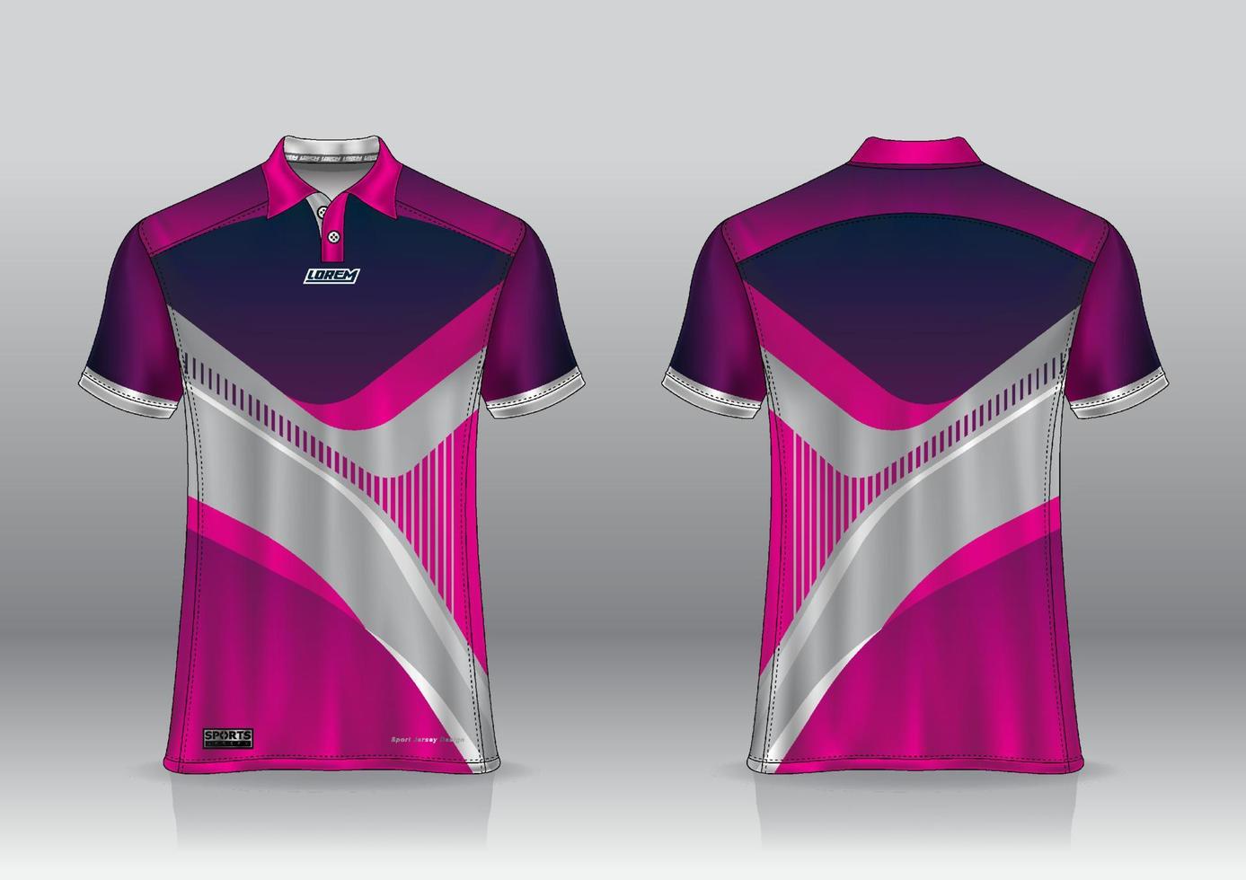 Polo shirt uniform design, can be used for badminton, golf in front view, back view. jersey mockup Vector, design premium very simple and easy to customize vector