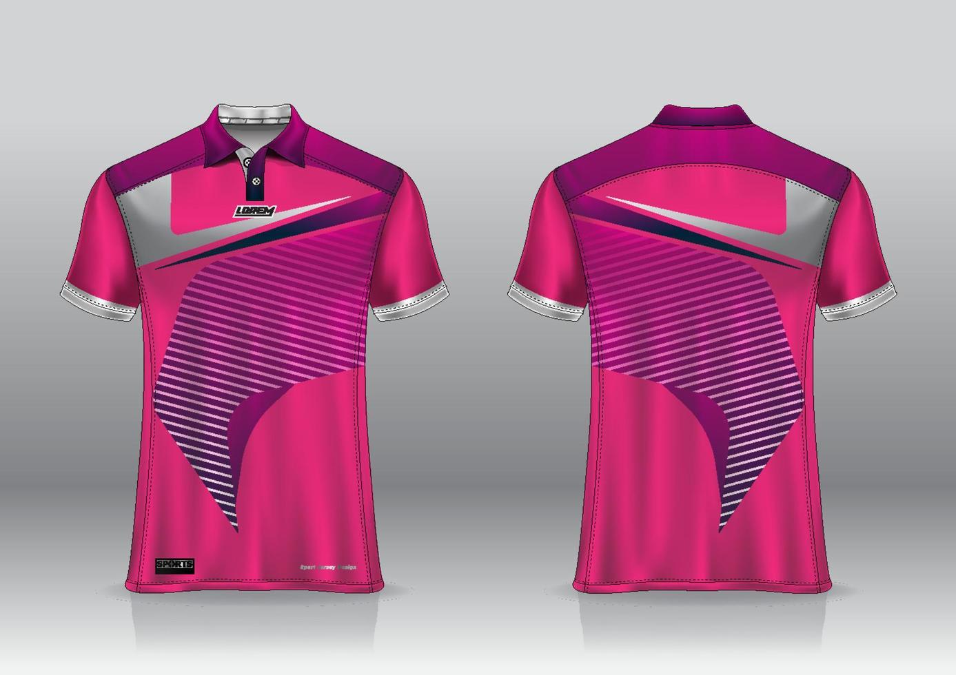 Diseño de uniforme de camisa de polo, se puede utilizar para bádminton, golf en la vista frontal, vista posterior. vector de maqueta de jersey, diseño premium muy simple y fácil de personalizar