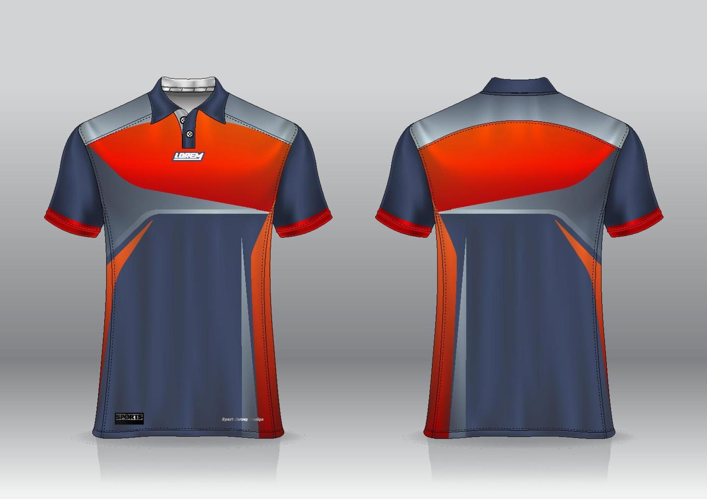 Polo shirt uniform design, can be used for badminton, golf in front view, back view. jersey mockup Vector, design premium very simple and easy to customize vector