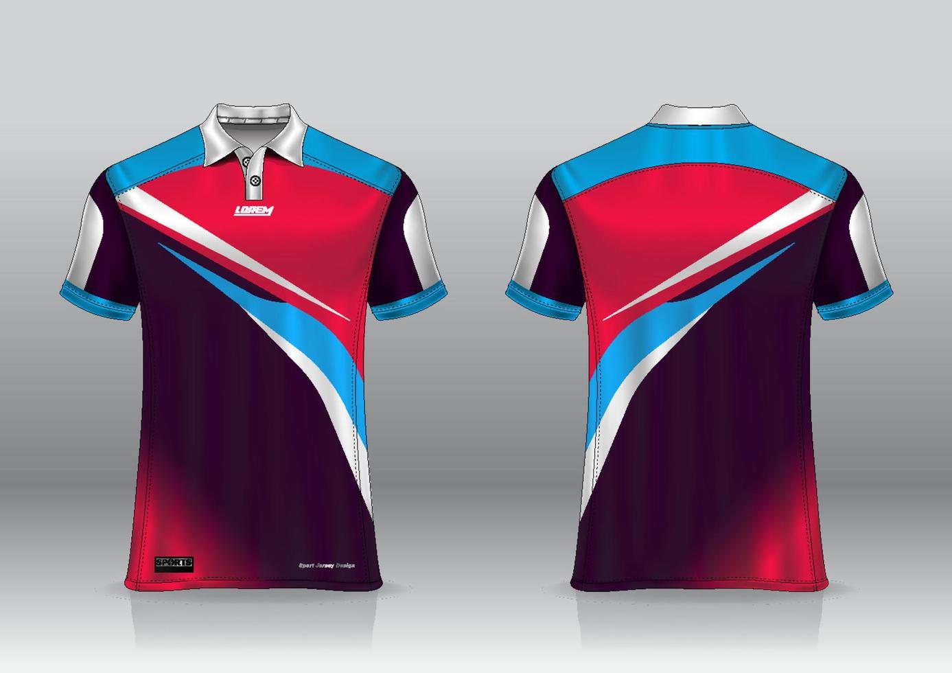 Diseño de uniforme de camisa de polo, se puede utilizar para bádminton, golf en la vista frontal, vista posterior. vector de maqueta de jersey, diseño premium muy simple y fácil de personalizar