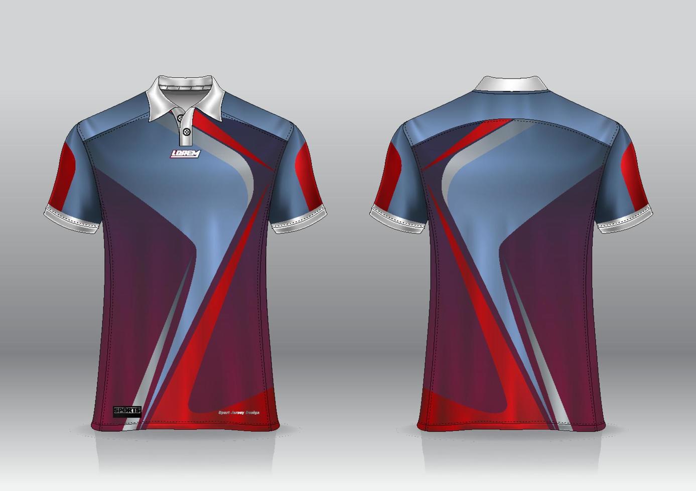 Diseño de uniforme de camisa de polo, se puede utilizar para bádminton, golf en la vista frontal, vista posterior. vector de maqueta de jersey, diseño premium muy simple y fácil de personalizar