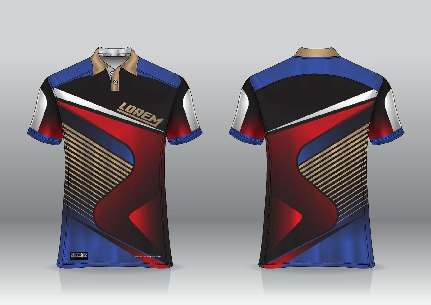 Diseño de uniforme de camisa de polo, se puede utilizar para bádminton, golf en la vista frontal, vista posterior. vector de maqueta de jersey, diseño premium muy simple y fácil de personalizar