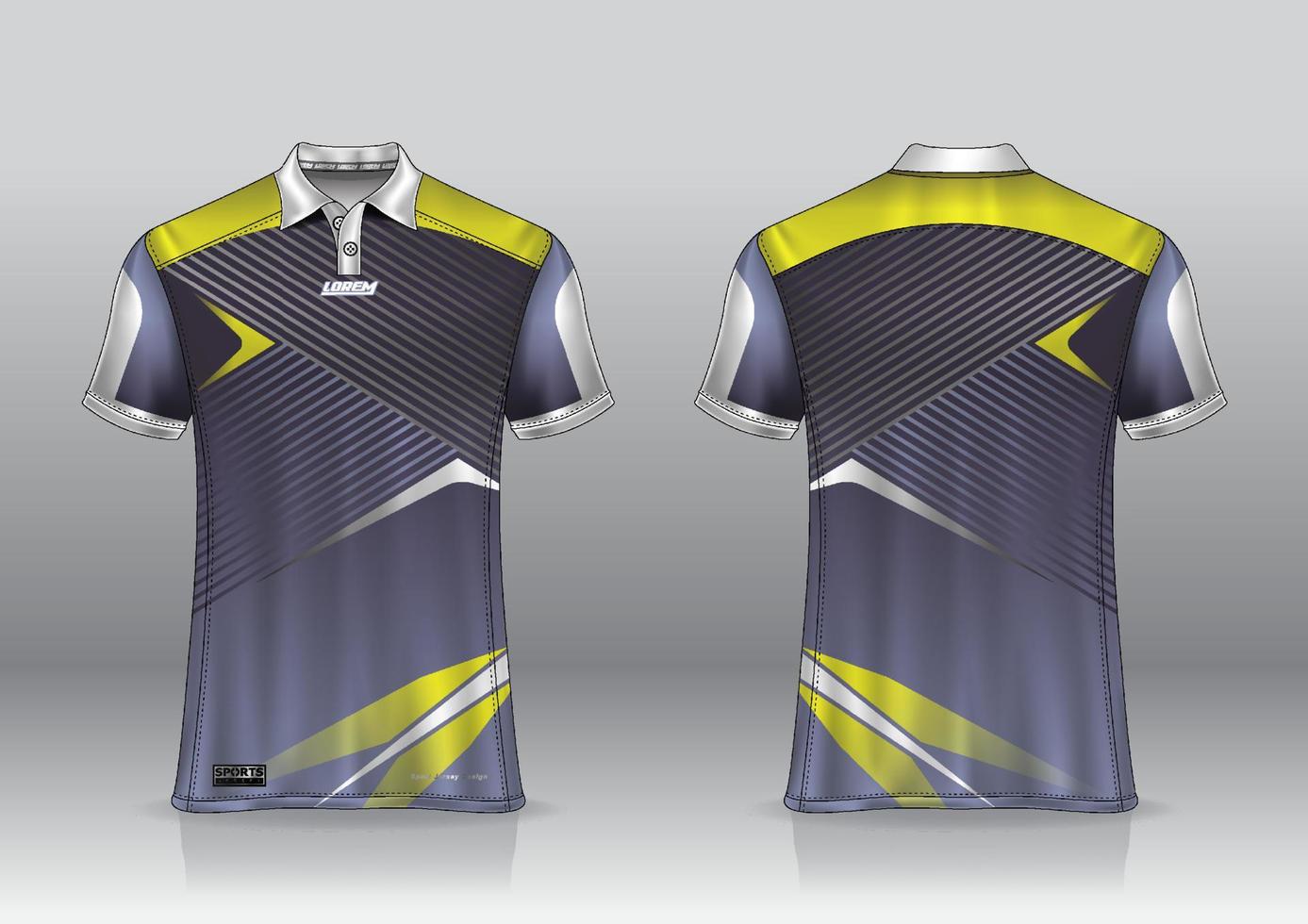 Diseño de uniforme de camisa de polo, se puede utilizar para bádminton, golf en la vista frontal, vista posterior. vector de maqueta de jersey, diseño premium muy simple y fácil de personalizar