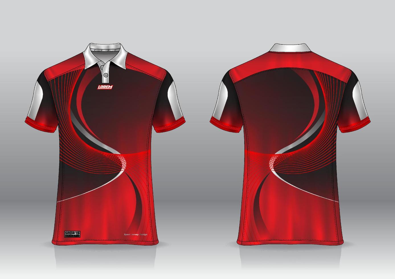 Diseño de uniforme de camisa de polo, se puede utilizar para bádminton, golf en la vista frontal, vista posterior. vector de maqueta de jersey, diseño premium muy simple y fácil de personalizar