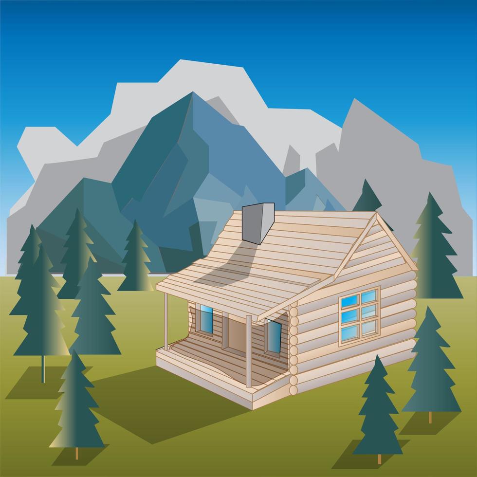 Mountain Cabin Illustration vector