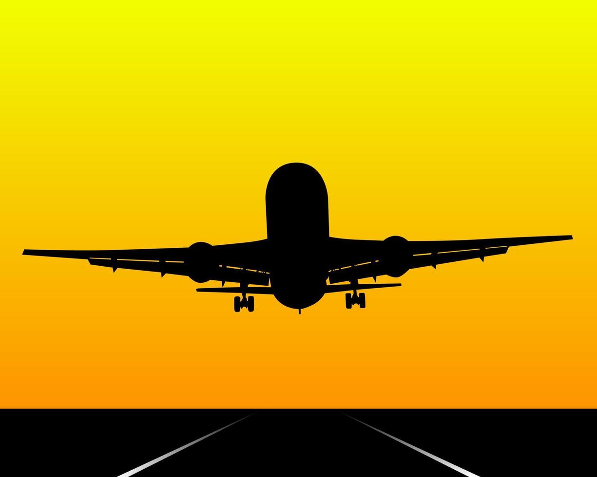 black silhouette of an airplane vector