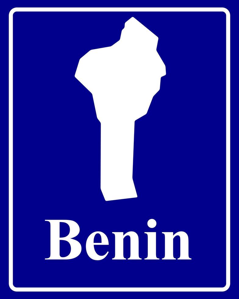 sign as a white silhouette map of Benin vector