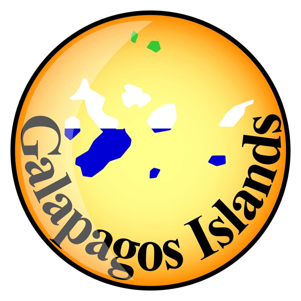 orange button with the image maps of Galapagos Islands vector