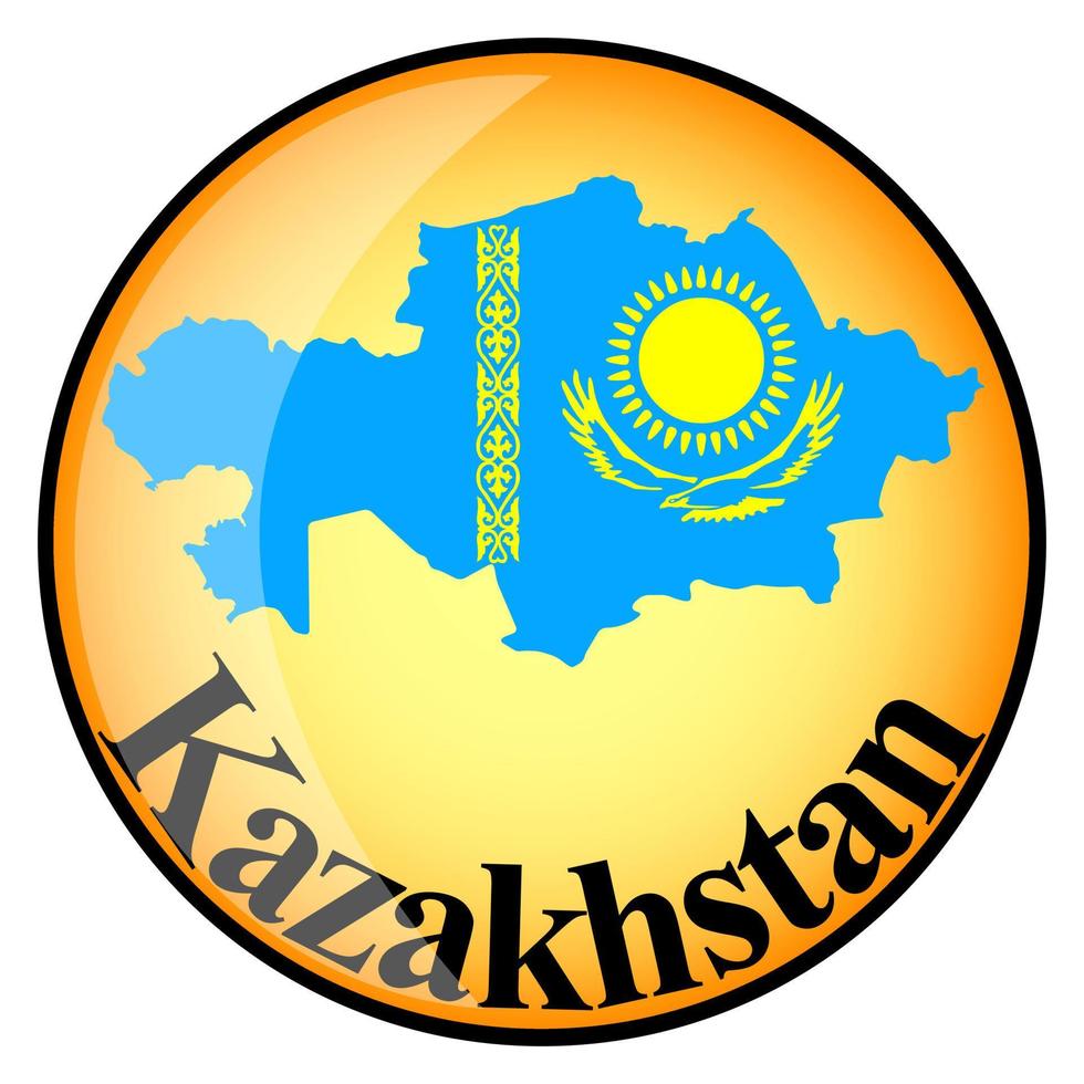 orange button with the image maps of Kazakhstan vector