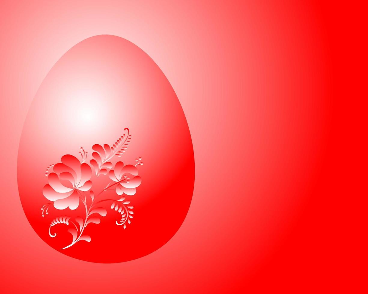 red background in the form of an Easter egg with flowers vector