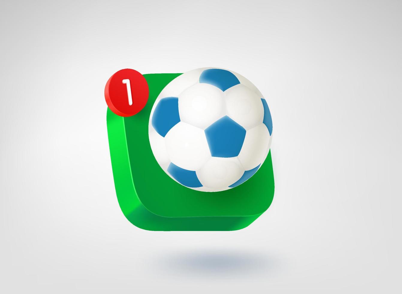 Soccer. 3d vector mobile application icon