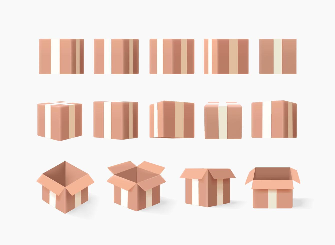 franqueo cajas de cartón clipart aislado sobre fondo blanco. ilustración vectorial 3d vector