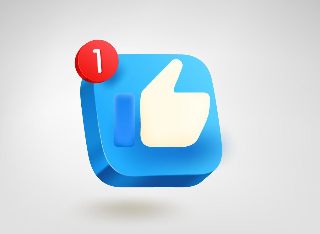 Thumbs up. 3d vector mobile application icon with notification