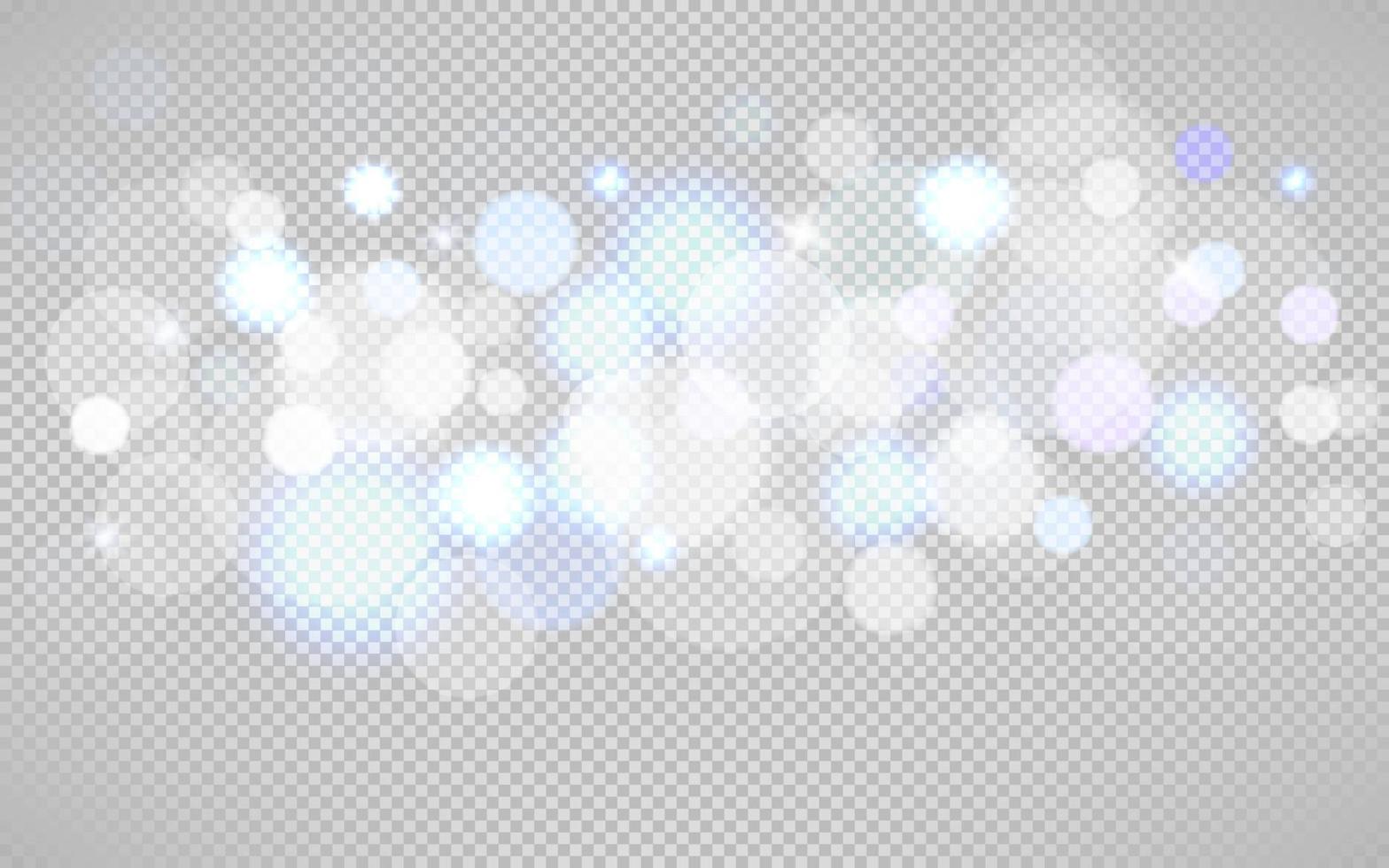 Bright bokeh lights effect isolated on transparent background. Vector 3d illustration