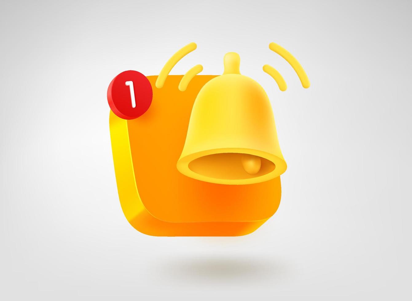 Golden bell. 3d vector mobile application icon