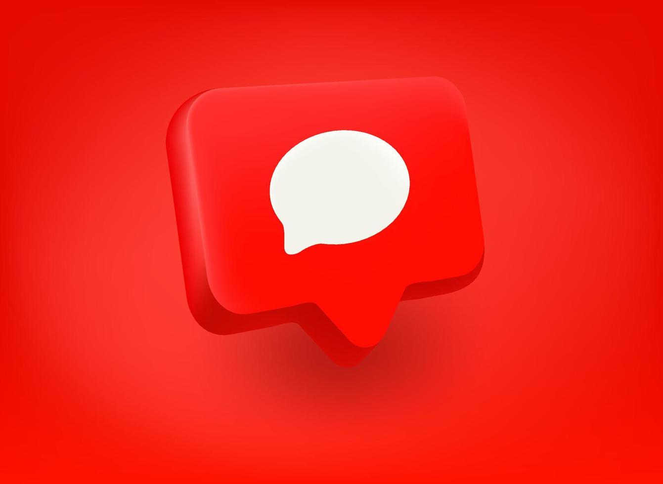 Chat icon on red background. Isometric 3d vector icon