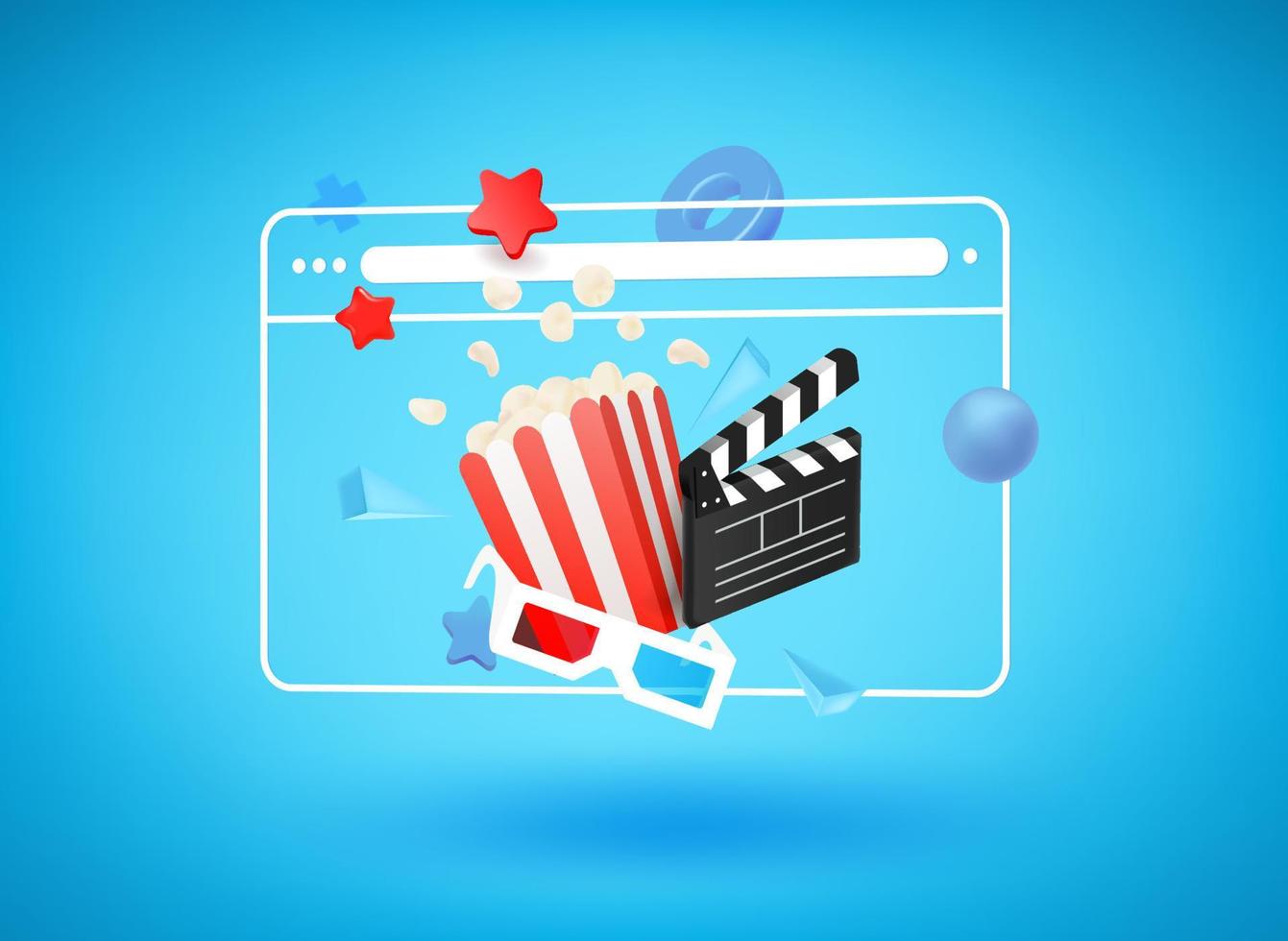 Home video theater concept. 3d vector illustration