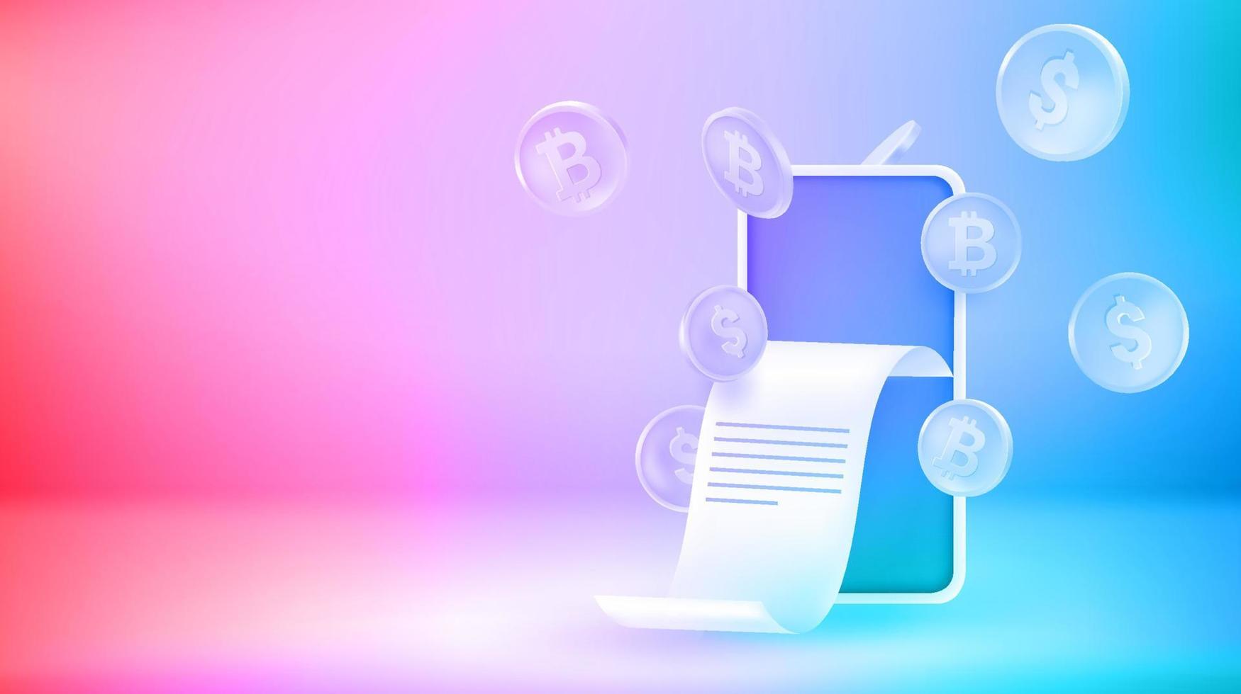 Modern smartphone with message notifications. Vector 3d banner with copy space