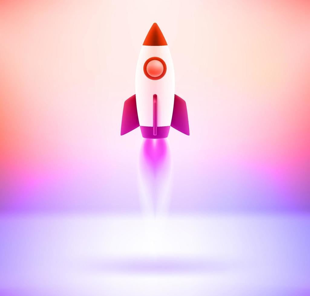 Digital startup concept with holographic effect. 3d vector illustration